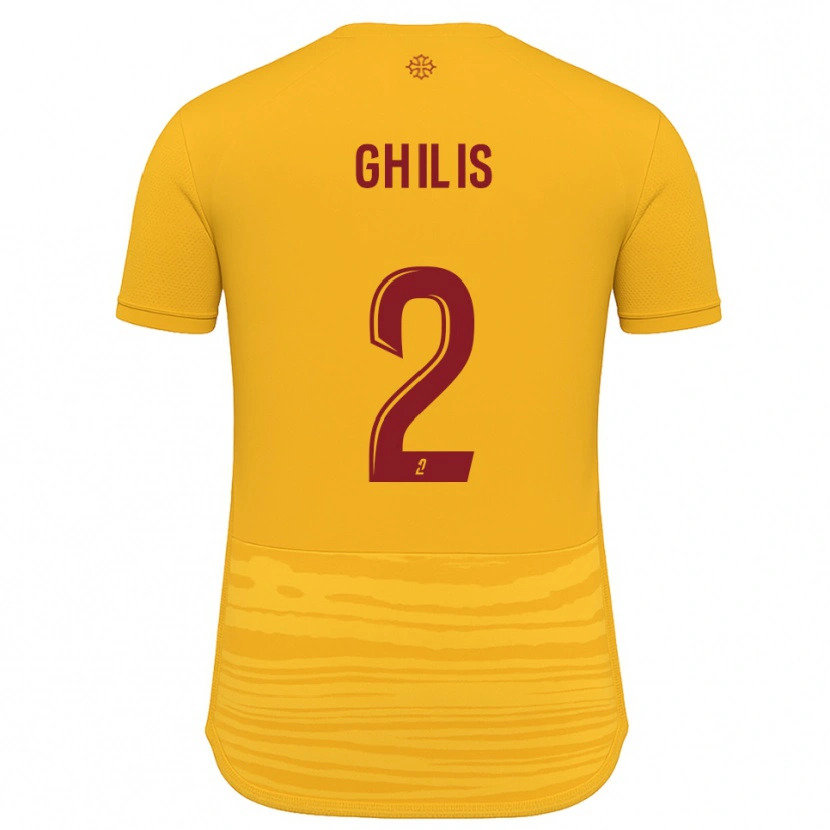Danxen Niño Camiseta Mohamed Ghilis #2 Naranja Borgoña 2ª Equipación 2025/26 La Camisa
