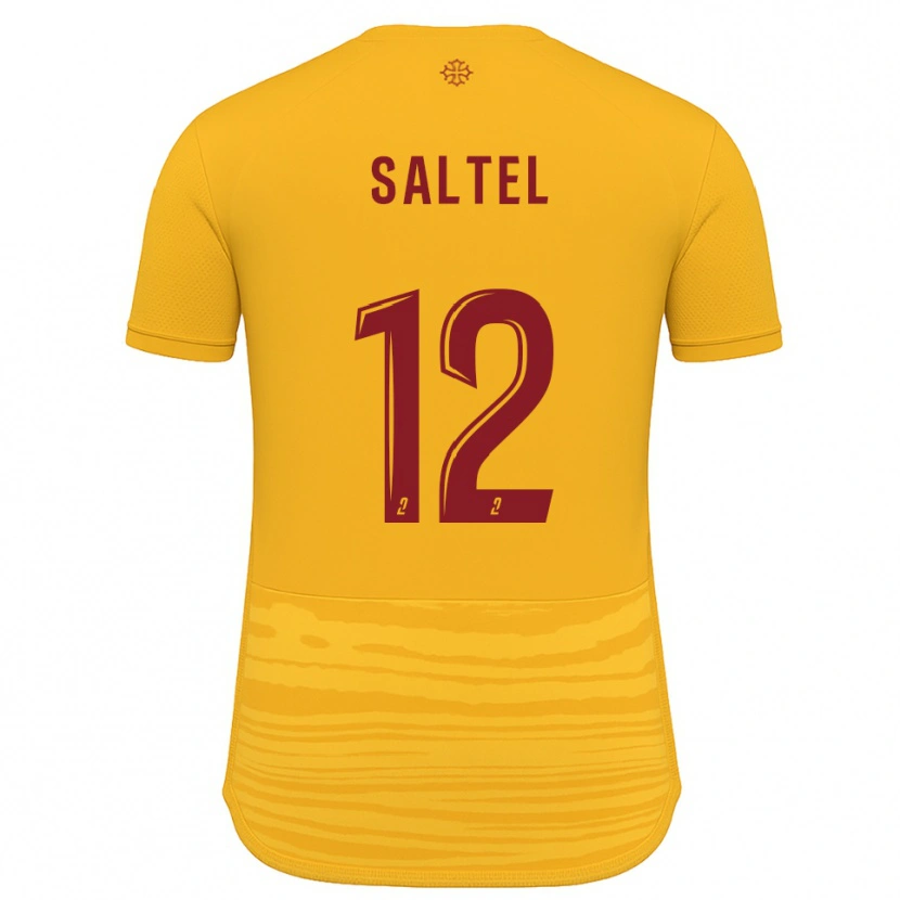 Danxen Niño Camiseta Maëlle Saltel #12 Naranja Borgoña 2ª Equipación 2025/26 La Camisa