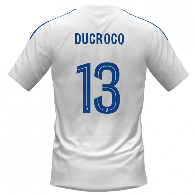 Danxen Niño Camiseta Tom Ducrocq #13 Blanco Azul 2ª Equipación 2025/26 La Camisa