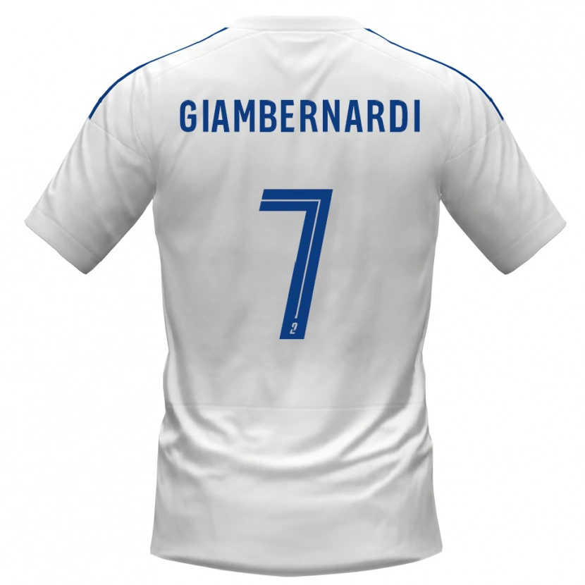 Danxen Niño Camiseta Anthony Giambernardi #7 Blanco Azul 2ª Equipación 2025/26 La Camisa