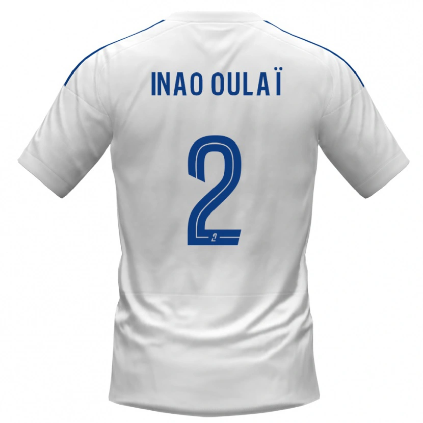 Danxen Niño Camiseta Christ Inao Oulaï #2 Blanco Azul 2ª Equipación 2025/26 La Camisa