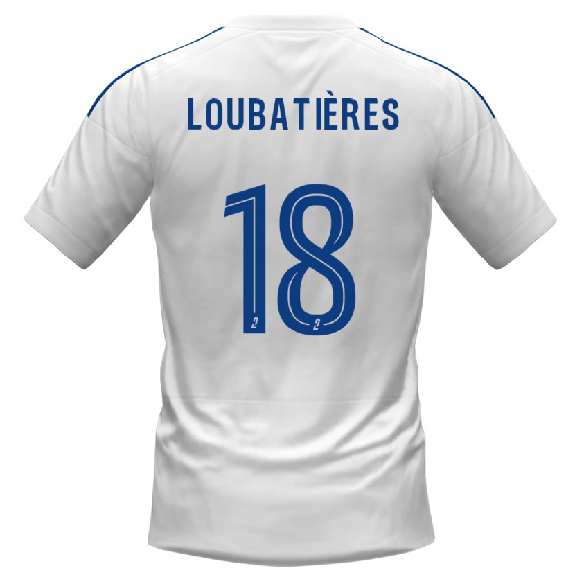 Danxen Niño Camiseta Matéo Loubatières #18 Blanco Azul 2ª Equipación 2025/26 La Camisa
