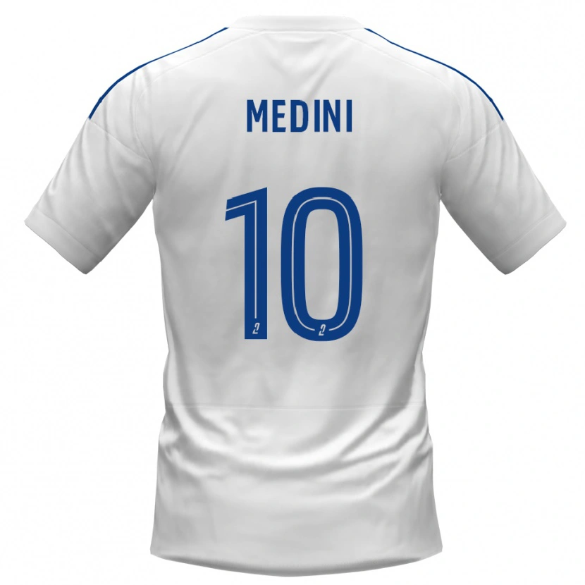 Danxen Niño Camiseta Issa Medini #10 Blanco Azul 2ª Equipación 2025/26 La Camisa