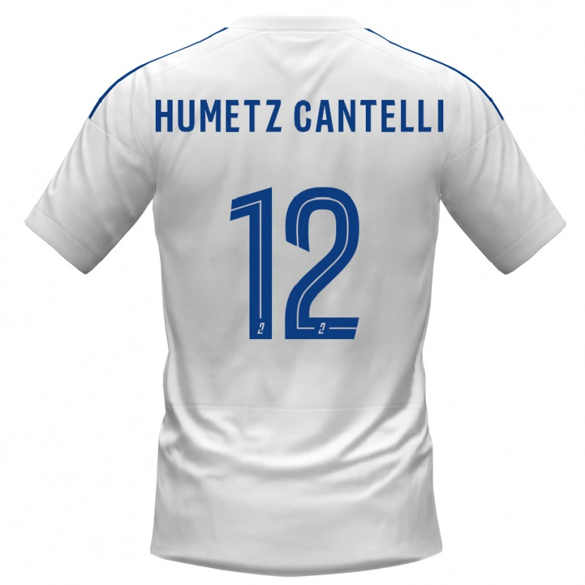 Danxen Niño Camiseta Ange Humetz Cantelli #12 Blanco Azul 2ª Equipación 2025/26 La Camisa