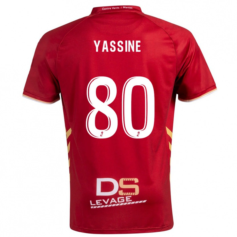 Danxen Niño Camiseta Gessime Yassine #80 Borgoña Oro 2ª Equipación 2025/26 La Camisa