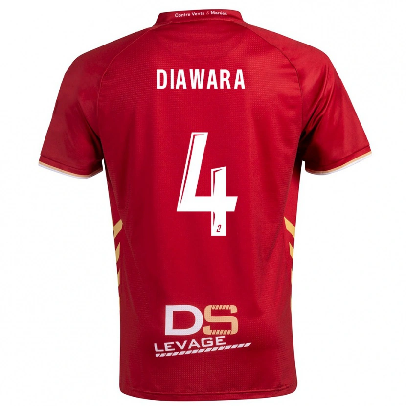 Danxen Niño Camiseta Sékhou Diawara #4 Borgoña Oro 2ª Equipación 2025/26 La Camisa