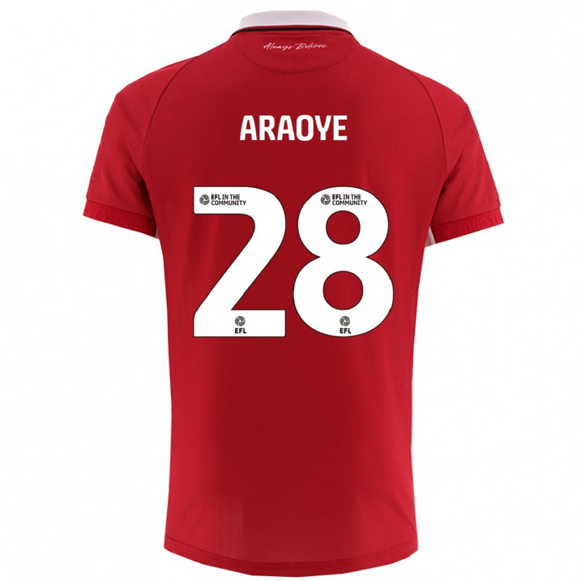 Danxen Hombre Camiseta Raphael Araoye #28 Rojo Blanco 1ª Equipación 2025/26 La Camisa