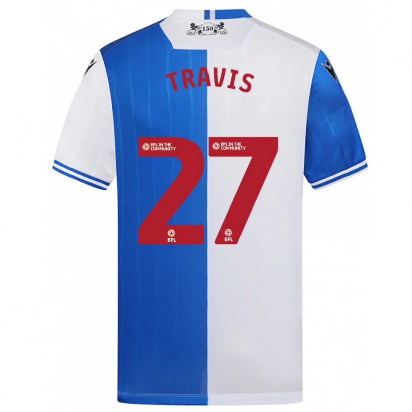 Danxen Hombre Camiseta Lewis Travis #27 Azul Blanco 1ª Equipación 2025/26 La Camisa