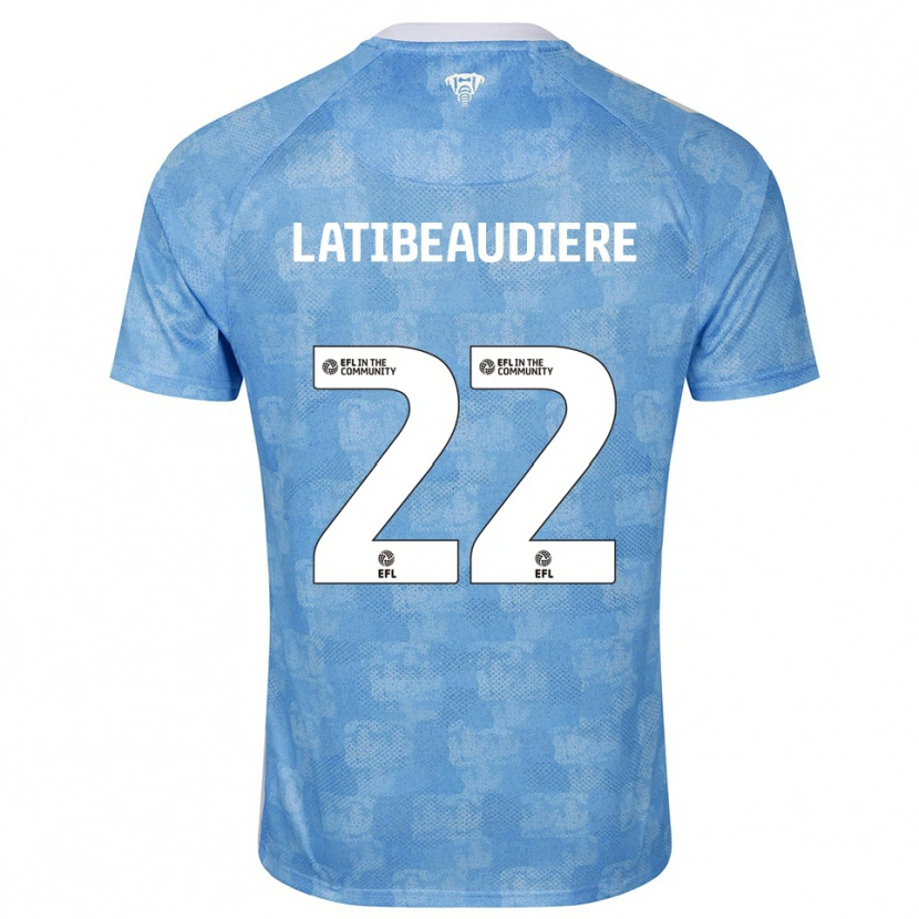 Danxen Hombre Camiseta Joel Latibeaudiere #22 Azul Celeste Blanco 1ª Equipación 2025/26 La Camisa