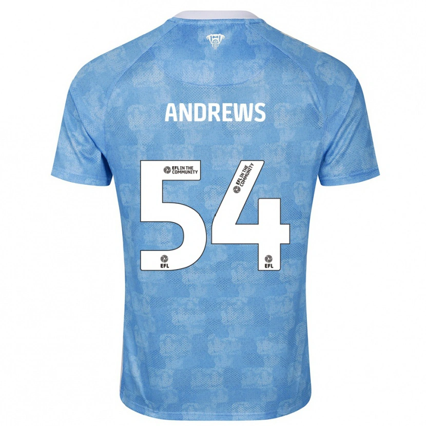 Danxen Hombre Camiseta Kai Andrews #54 Azul Celeste Blanco 1ª Equipación 2025/26 La Camisa
