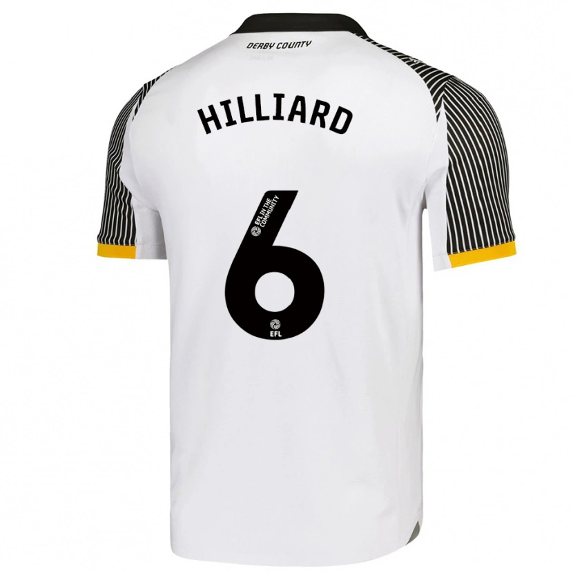 Danxen Hombre Camiseta Ella Hilliard #6 Blanco Negro 1ª Equipación 2025/26 La Camisa