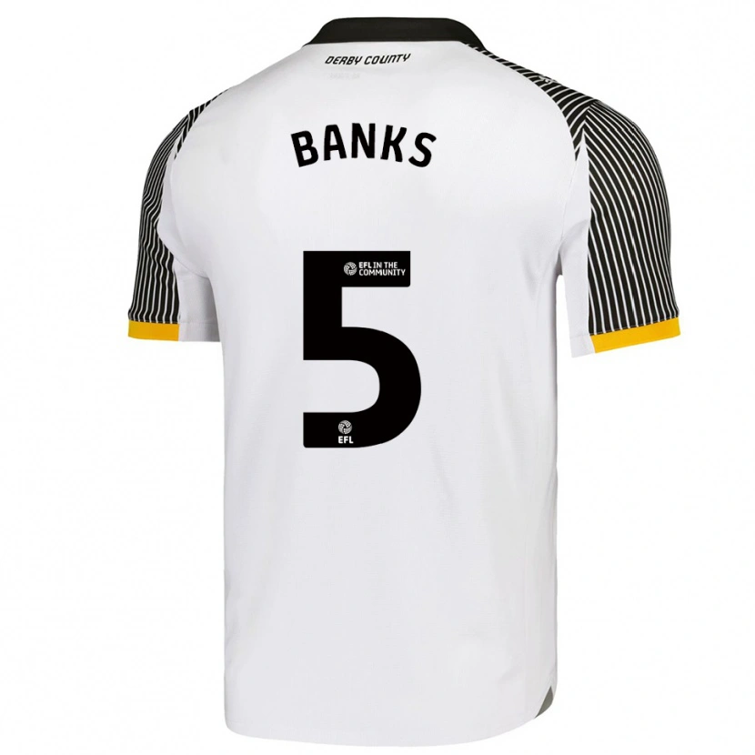 Danxen Hombre Camiseta Luke Banks #5 Blanco Negro 1ª Equipación 2025/26 La Camisa