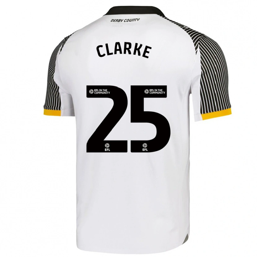 Danxen Hombre Camiseta Matt Clarke #25 Blanco Negro 1ª Equipación 2025/26 La Camisa