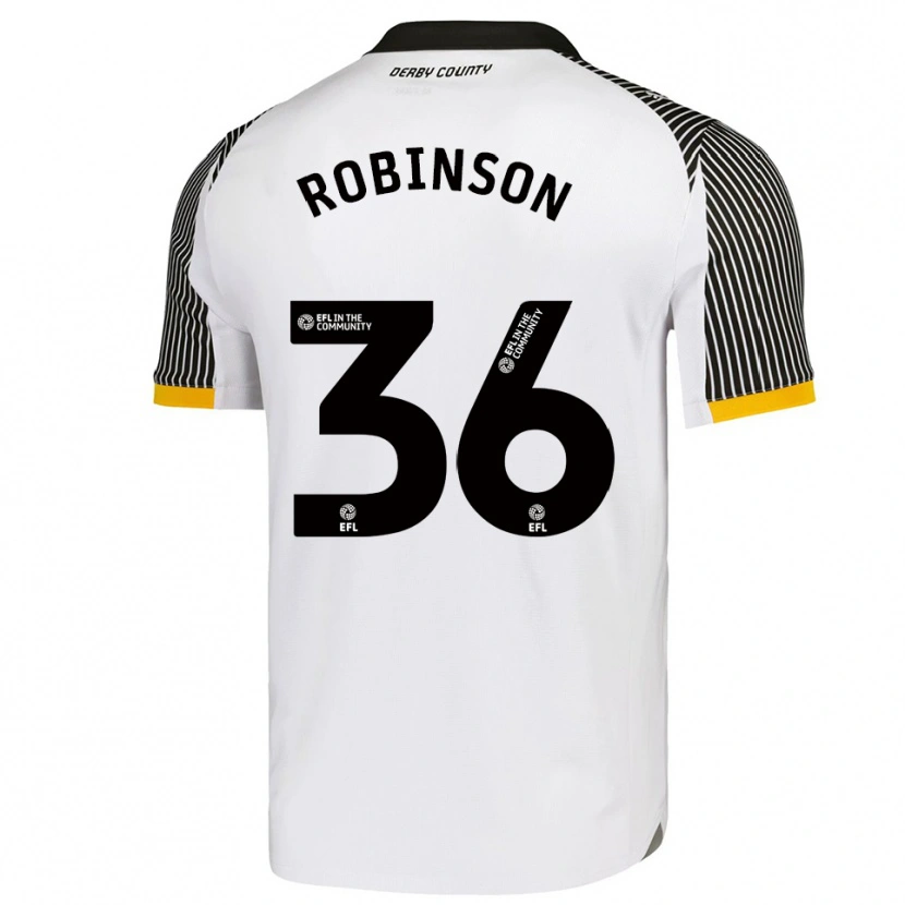 Danxen Hombre Camiseta Keilen Robinson #36 Blanco Negro 1ª Equipación 2025/26 La Camisa