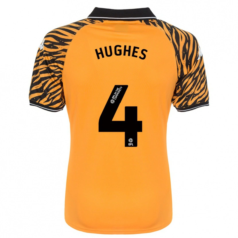 Danxen Hombre Camiseta Charlie Hughes #4 Naranja Negro 1ª Equipación 2025/26 La Camisa