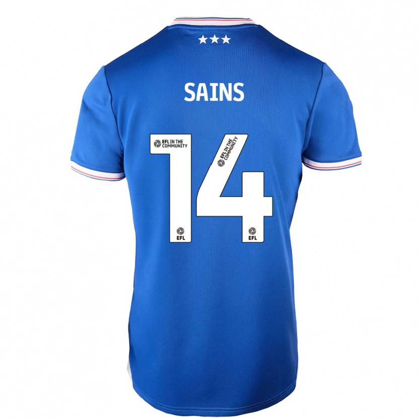 Danxen Hombre Camiseta Bobby Sains #14 Azul Blanco 1ª Equipación 2025/26 La Camisa