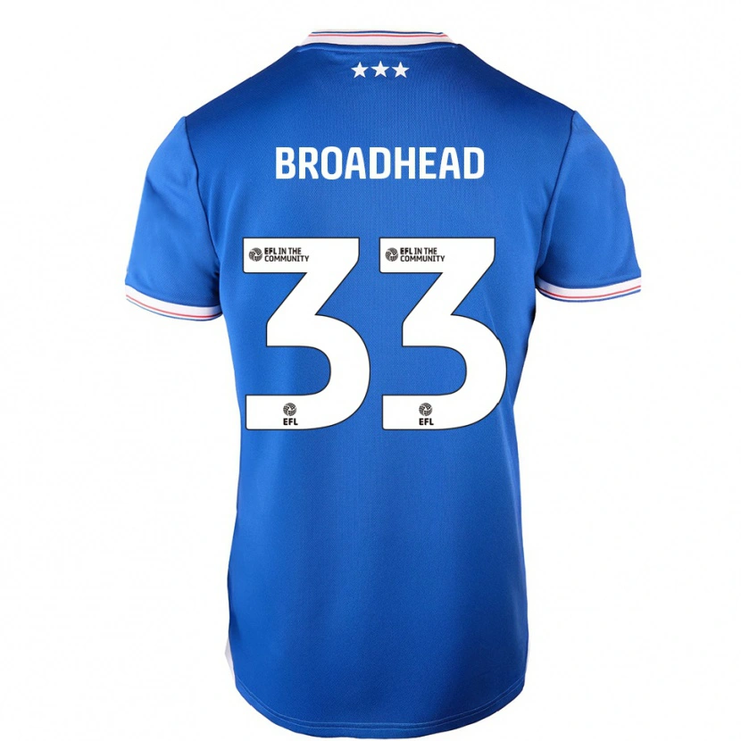Danxen Hombre Camiseta Nathan Broadhead #33 Azul Blanco 1ª Equipación 2025/26 La Camisa