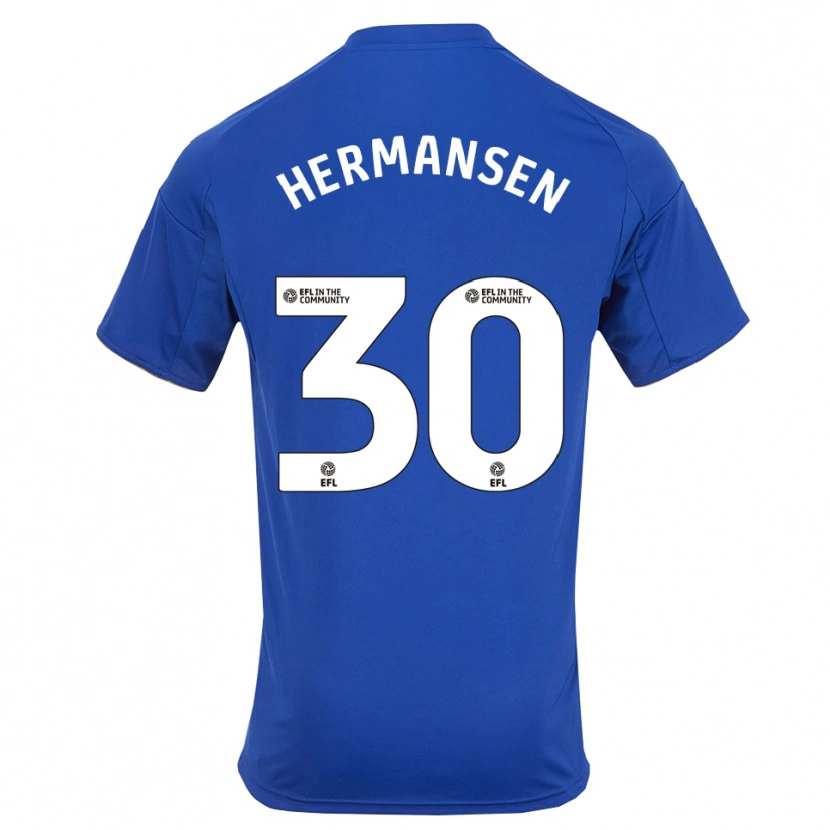Danxen Hombre Camiseta Mads Hermansen #30 Azul Oro 1ª Equipación 2025/26 La Camisa