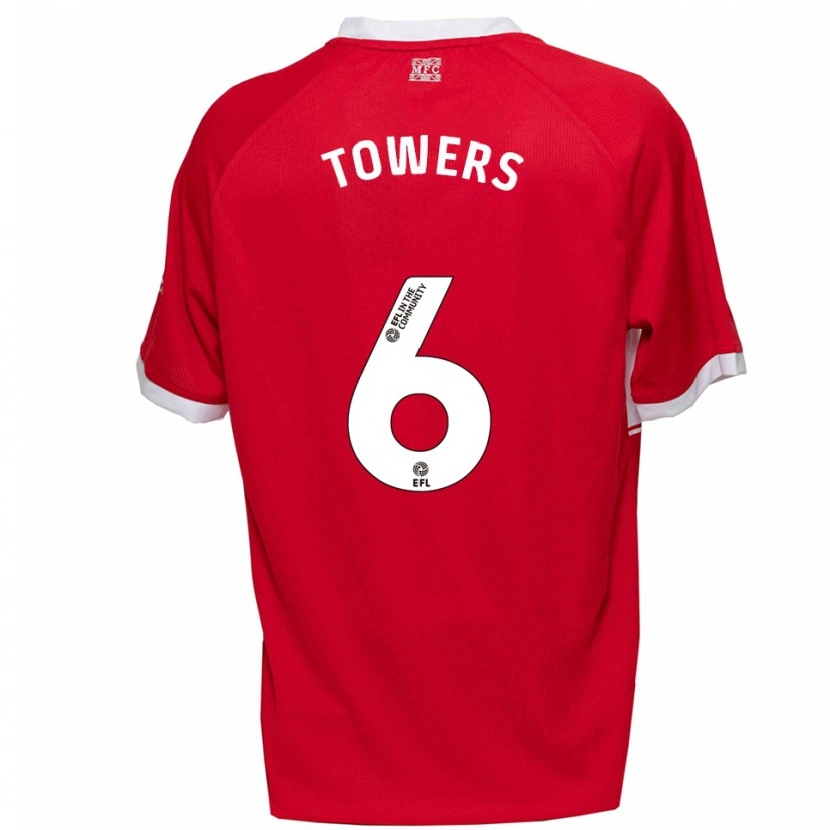 Danxen Hombre Camiseta Abby Towers #6 Rojo Blanco 1ª Equipación 2025/26 La Camisa