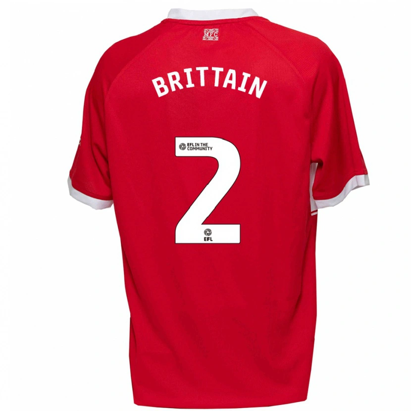 Danxen Hombre Camiseta Callum Brittain #2 Rojo Blanco 1ª Equipación 2025/26 La Camisa