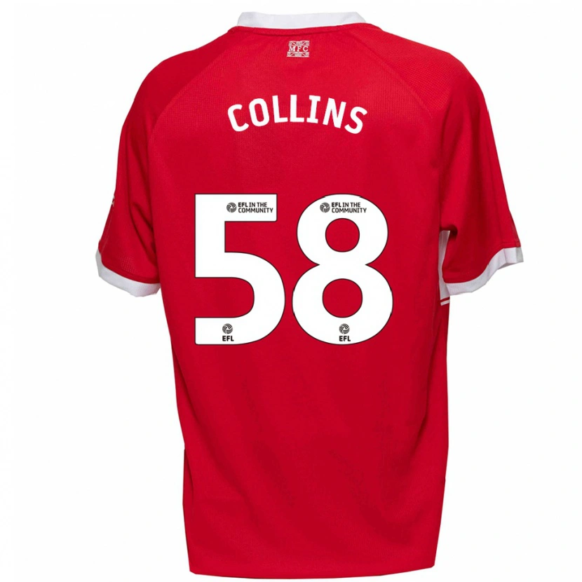 Danxen Hombre Camiseta Sam Collins #58 Rojo Blanco 1ª Equipación 2025/26 La Camisa