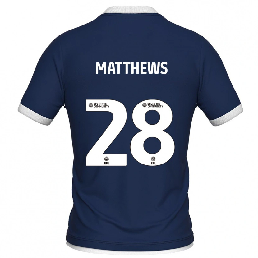 Danxen Hombre Camiseta Ajay Matthews #28 Azul Marino Blanco 1ª Equipación 2025/26 La Camisa