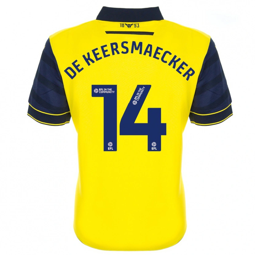 Danxen Hombre Camiseta Brian De Keersmaecker #14 Amarillo Azul Marino 1ª Equipación 2025/26 La Camisa