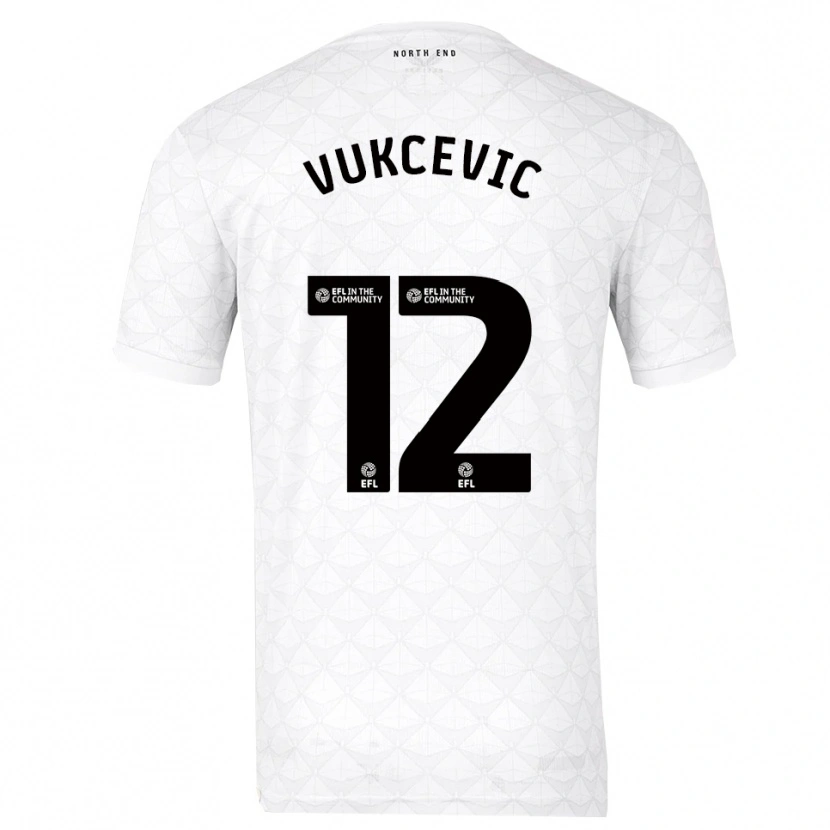 Danxen Hombre Camiseta Andrija Vukcevic #12 Blanco Rojo 1ª Equipación 2025/26 La Camisa