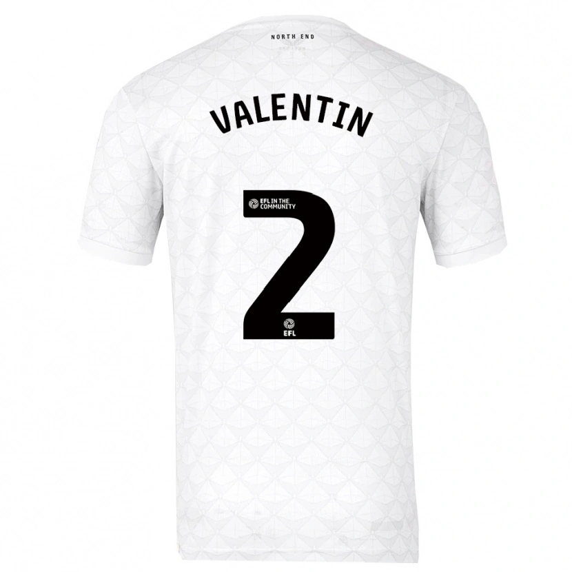 Danxen Hombre Camiseta Pol Valentín #2 Blanco Rojo 1ª Equipación 2025/26 La Camisa