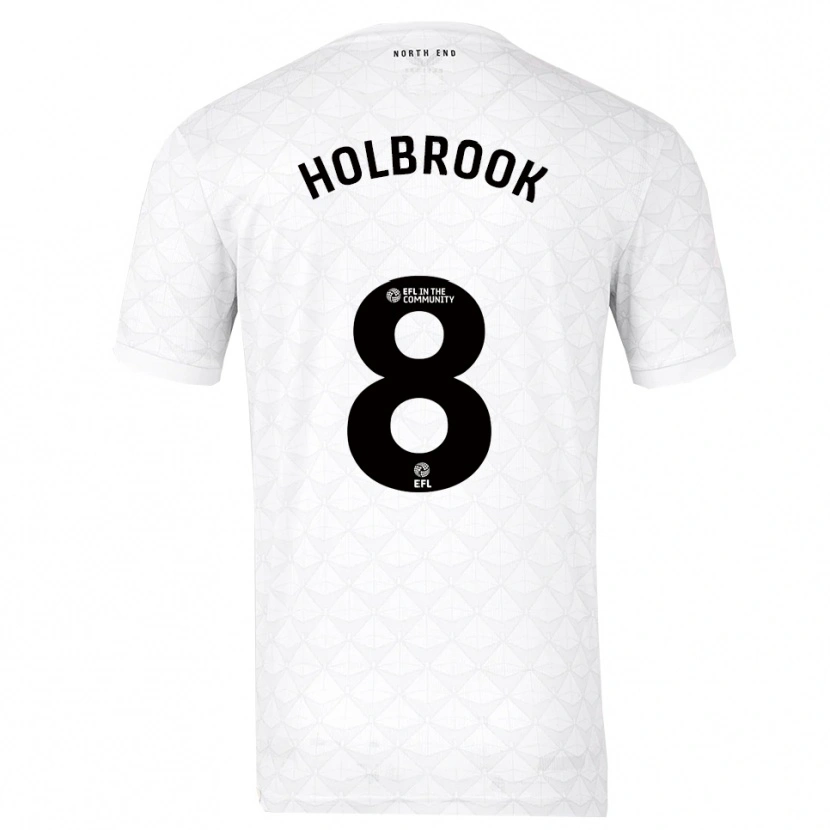 Danxen Hombre Camiseta Jess Holbrook #8 Blanco Rojo 1ª Equipación 2025/26 La Camisa