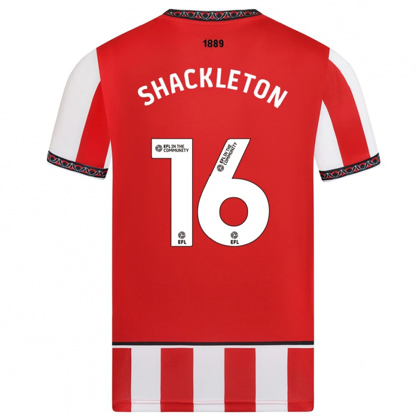 Danxen Hombre Camiseta Jamie Shackleton #16 Rojo Blanco 1ª Equipación 2025/26 La Camisa