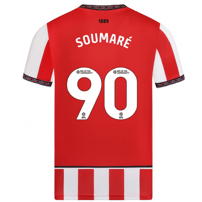 Danxen Hombre Camiseta Djibril Soumaré #90 Rojo Blanco 1ª Equipación 2025/26 La Camisa