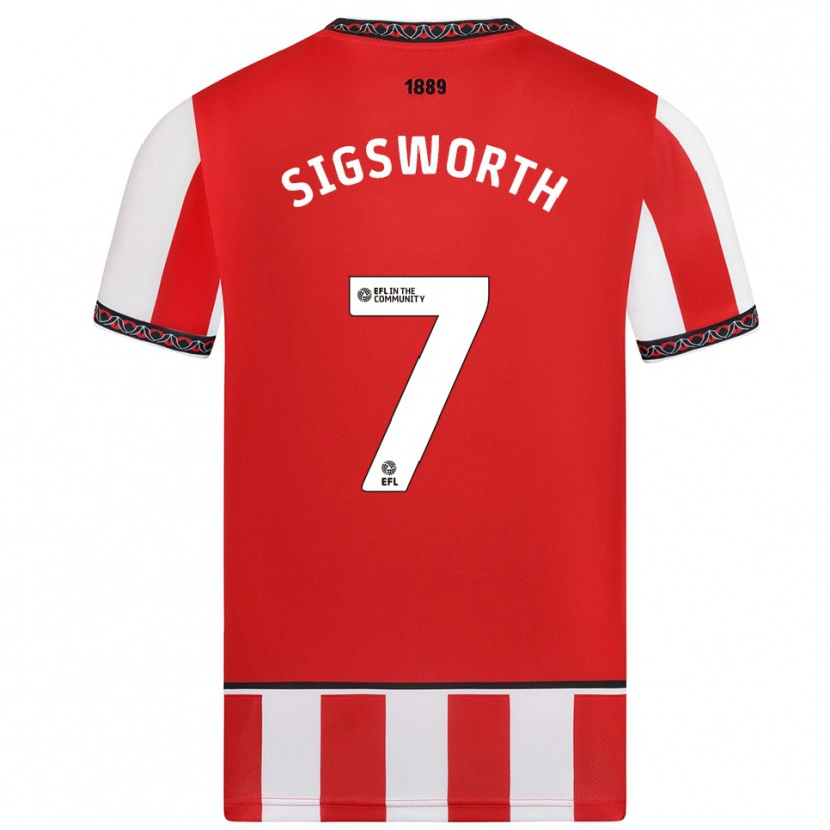 Danxen Hombre Camiseta Jess Sigsworth #7 Rojo Blanco 1ª Equipación 2025/26 La Camisa
