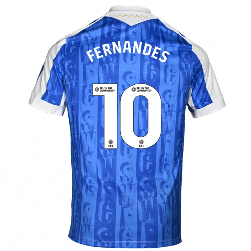 Danxen Hombre Camiseta Bruno Fernandes #10 Azul Blanco 1ª Equipación 2025/26 La Camisa