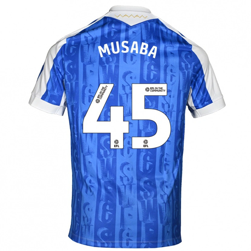 Danxen Hombre Camiseta Anthony Musaba #45 Azul Blanco 1ª Equipación 2025/26 La Camisa