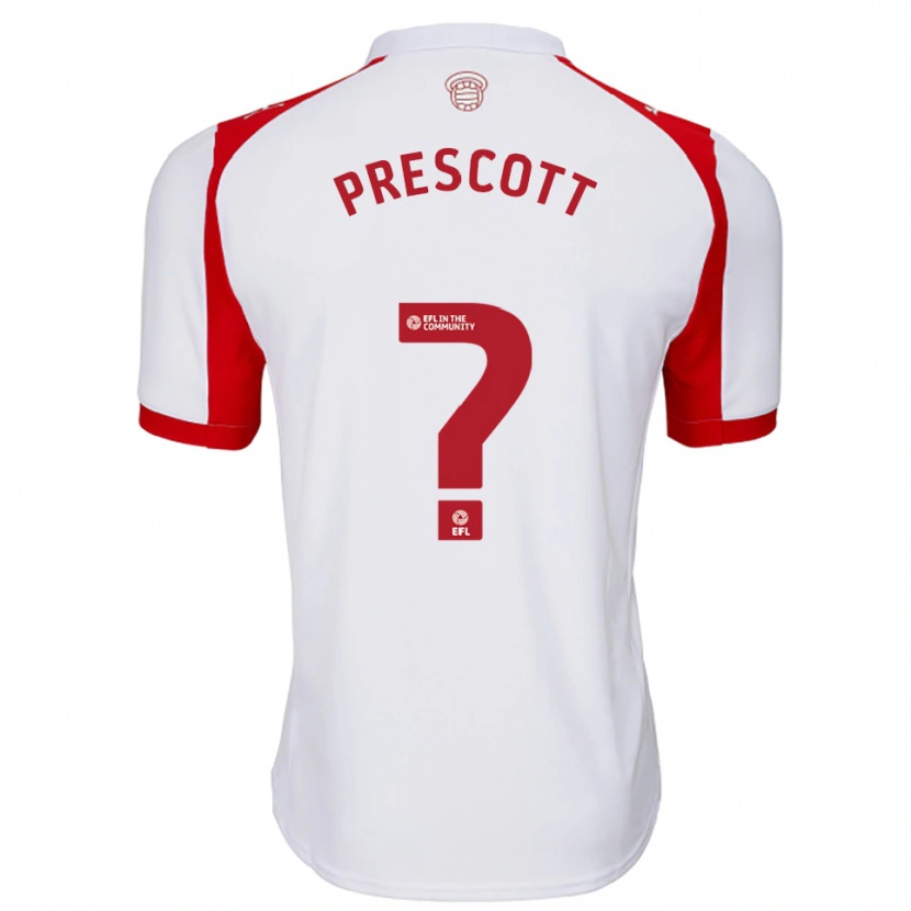 Danxen Hombre Camiseta Alfie Prescott #0 Blanco Rojo 1ª Equipación 2025/26 La Camisa