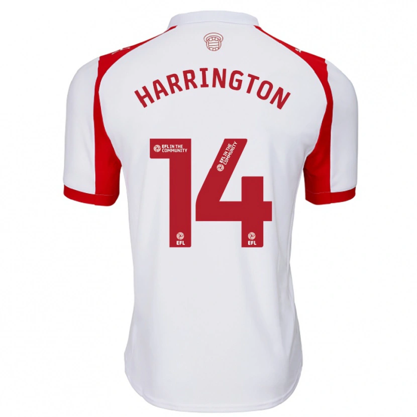 Danxen Hombre Camiseta Harry Harrington #14 Blanco Rojo 1ª Equipación 2025/26 La Camisa