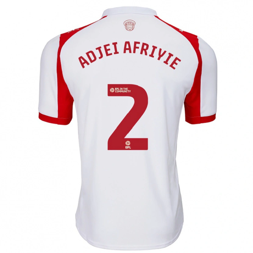 Danxen Hombre Camiseta Hansel Adjei-Afriyie #2 Blanco Rojo 1ª Equipación 2025/26 La Camisa
