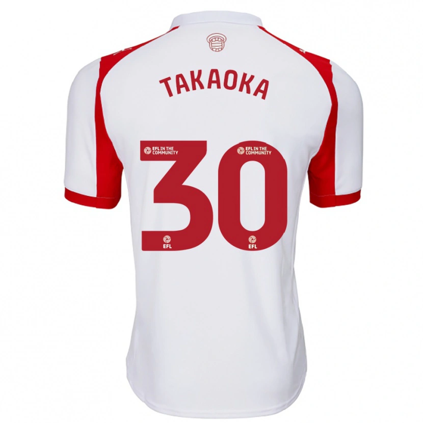 Danxen Hombre Camiseta Rento Takaoka #30 Blanco Rojo 1ª Equipación 2025/26 La Camisa