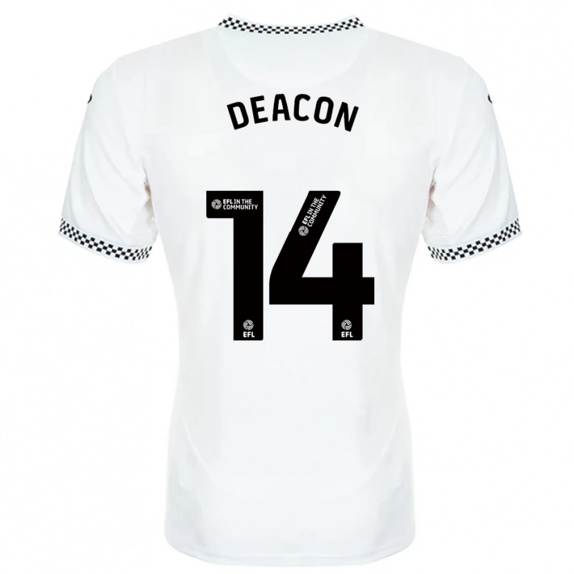 Danxen Hombre Camiseta Callum Deacon #14 Blanco Naranja 1ª Equipación 2025/26 La Camisa