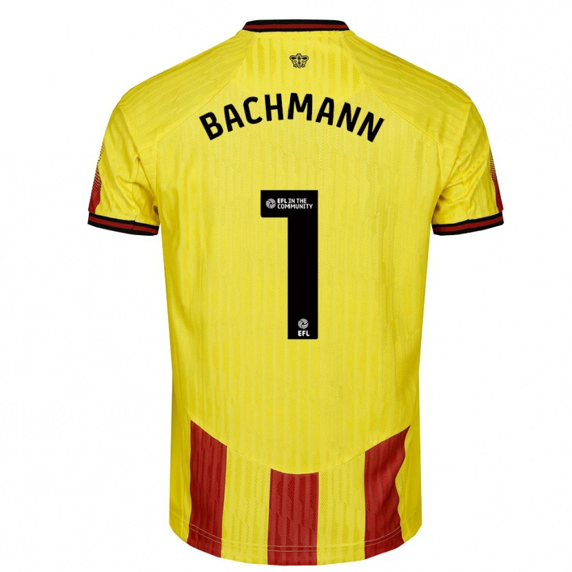 Danxen Hombre Camiseta Daniel Bachmann #1 Amarillo Rojo 1ª Equipación 2025/26 La Camisa