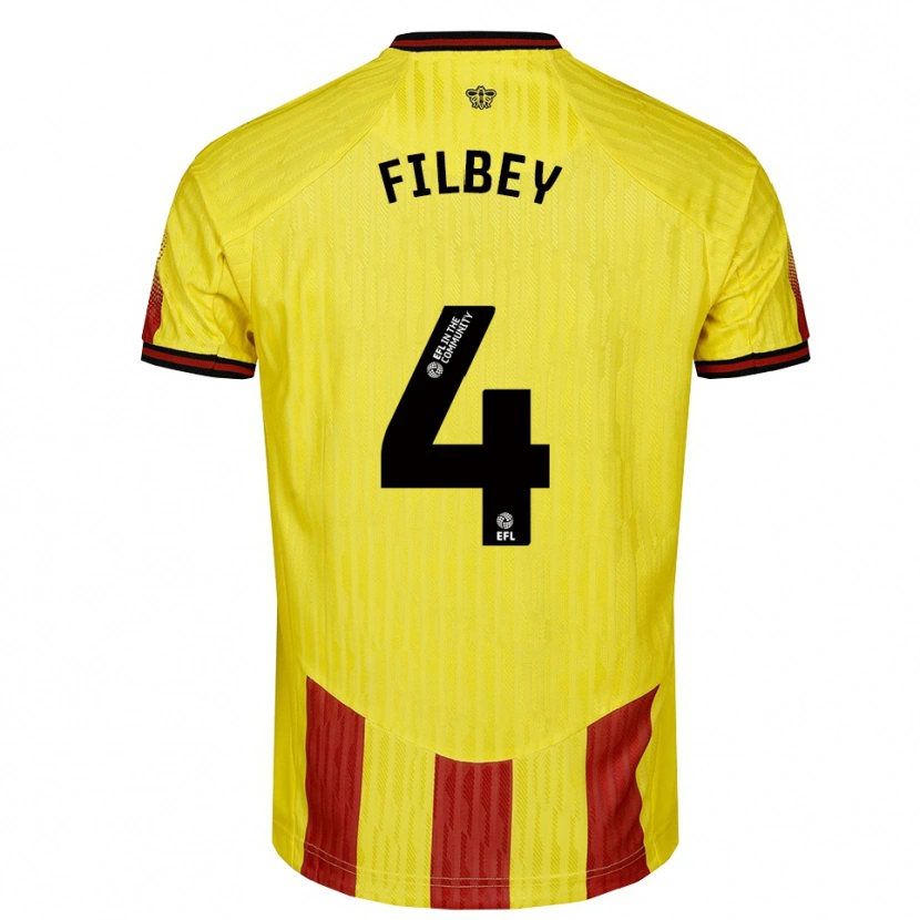 Danxen Hombre Camiseta Anna Filbey #4 Amarillo Rojo 1ª Equipación 2025/26 La Camisa