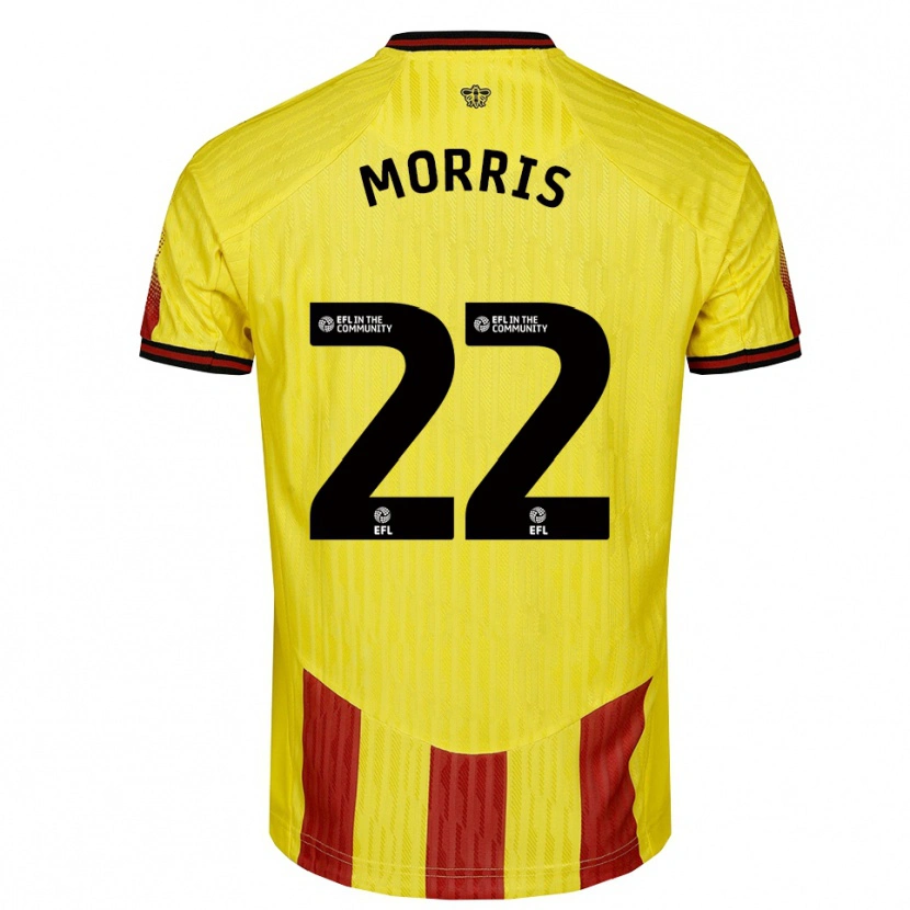 Danxen Hombre Camiseta James Morris #22 Amarillo Rojo 1ª Equipación 2025/26 La Camisa