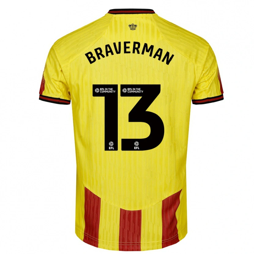 Danxen Hombre Camiseta Zack Braverman #13 Amarillo Rojo 1ª Equipación 2025/26 La Camisa
