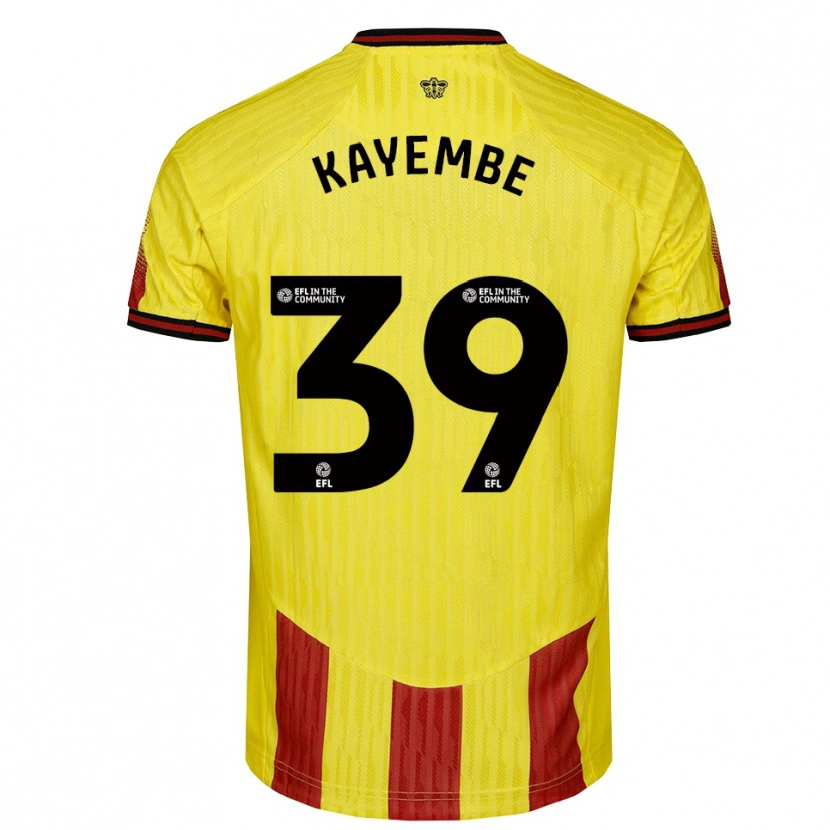 Danxen Hombre Camiseta Edo Kayembe #39 Amarillo Rojo 1ª Equipación 2025/26 La Camisa