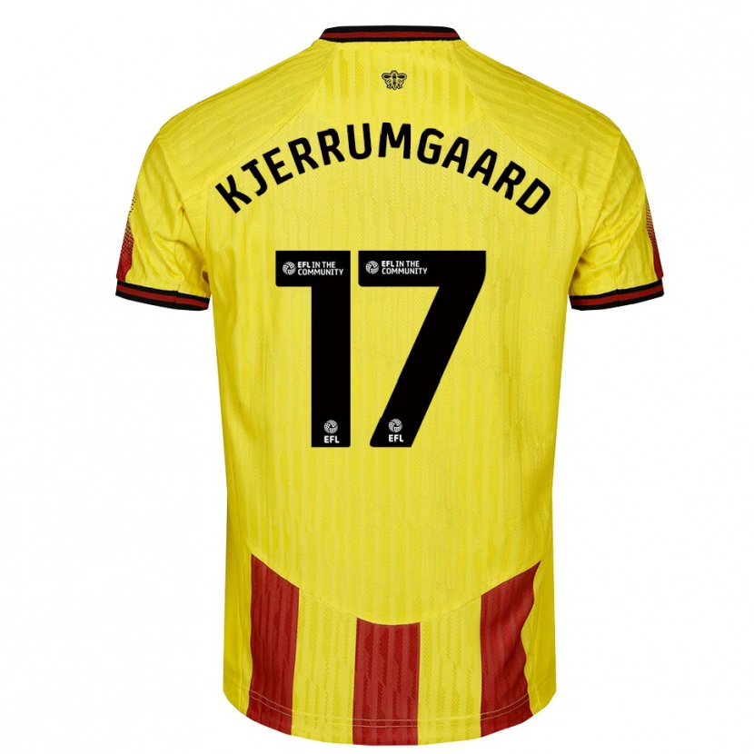Danxen Hombre Camiseta Luca Kjerrumgaard #17 Amarillo Rojo 1ª Equipación 2025/26 La Camisa