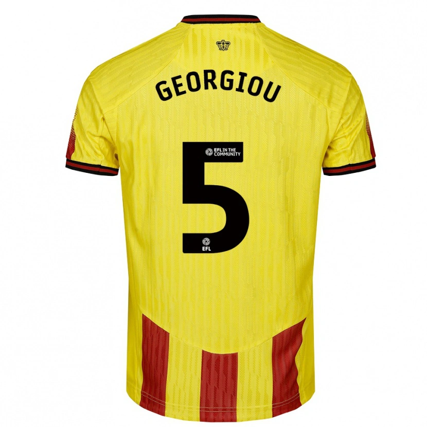 Danxen Hombre Camiseta Tom Georgiou #5 Amarillo Rojo 1ª Equipación 2025/26 La Camisa