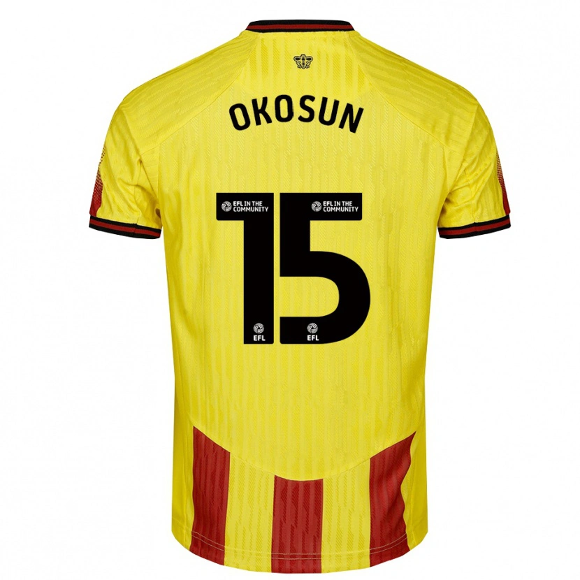 Danxen Hombre Camiseta Nickson Okosun #15 Amarillo Rojo 1ª Equipación 2025/26 La Camisa