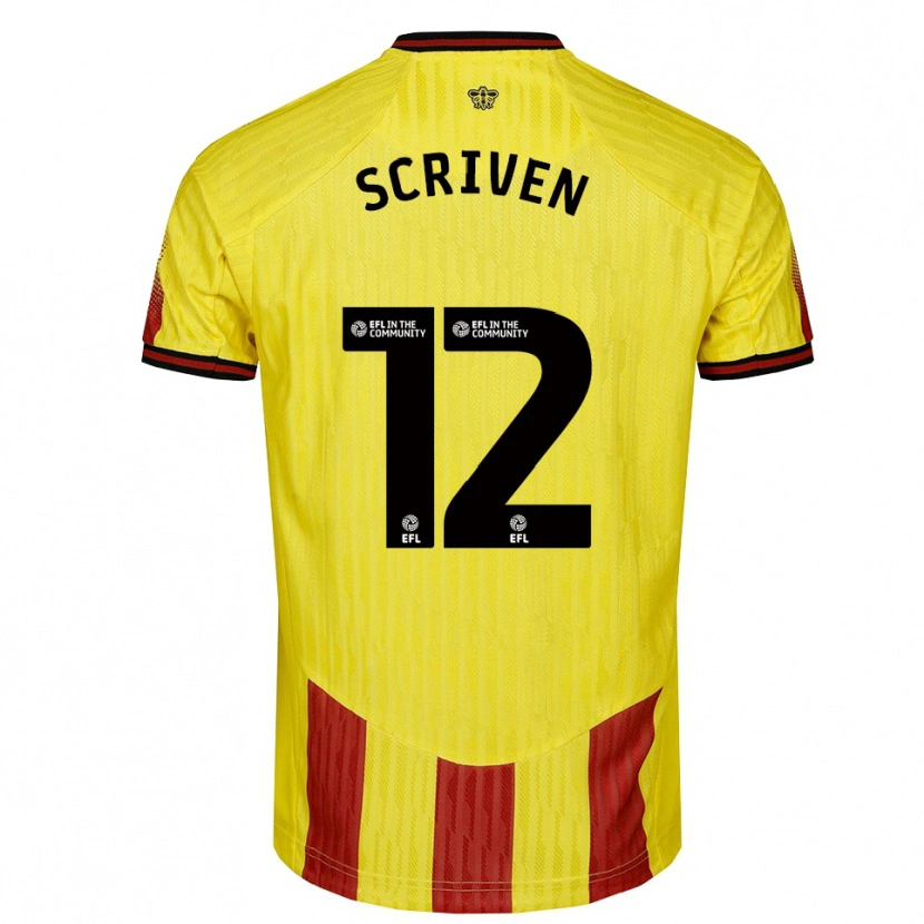 Danxen Hombre Camiseta Jonny Scriven #12 Amarillo Rojo 1ª Equipación 2025/26 La Camisa