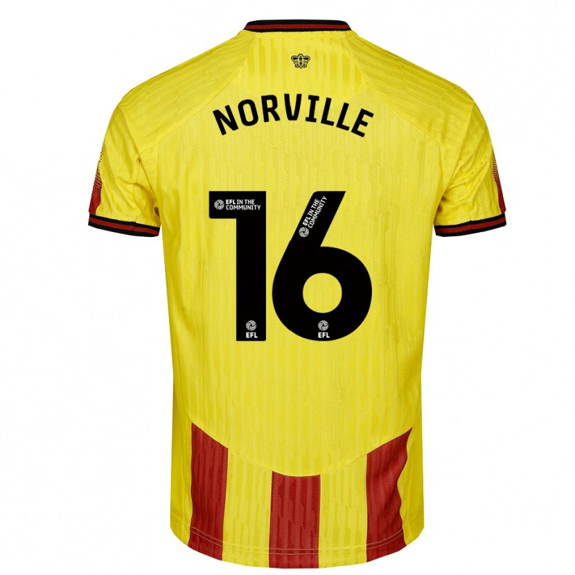 Danxen Hombre Camiseta Jael Norville #16 Amarillo Rojo 1ª Equipación 2025/26 La Camisa
